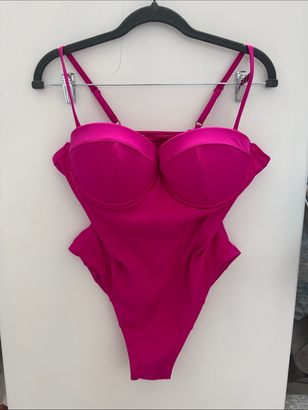 TA3-Women’s Fuchsia One-Piece Bodysuit with Underwire Cups
